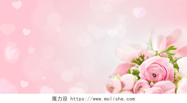 粉色浪漫唯美妇女节母亲节情人节鲜花展板背景妇女节母亲节粉色